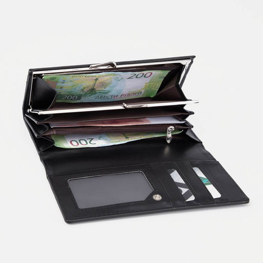 Кошелёк на кнопке, цвет чёрный - Simaland фото 4