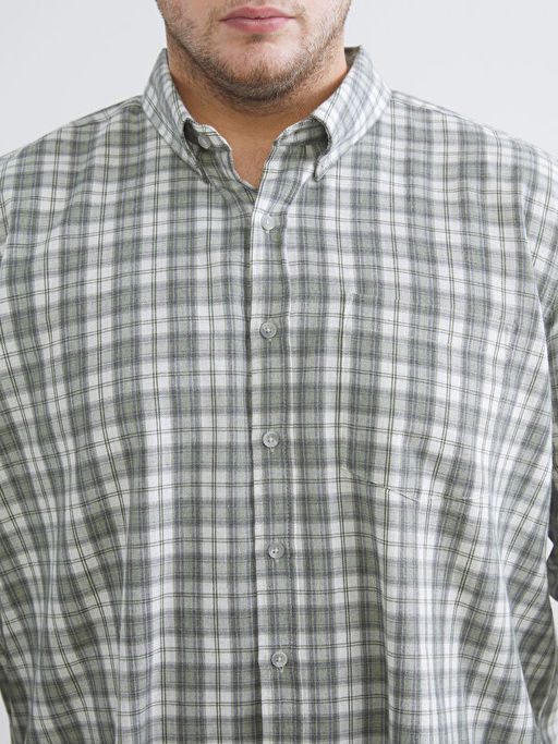 B?y?k Beden Regular Fit Uzun Kollu Ekose Erkek G?mlek