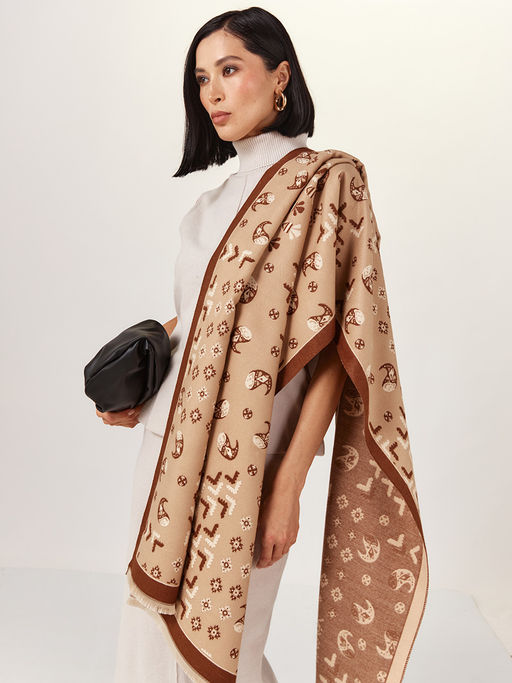 в составе ШЕРСТЬ  и КАШЕМИР Большой, мягкий, теплый  двусторонний палантин - Tantino фото 4