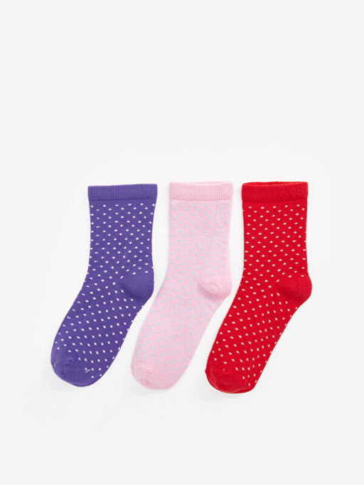 Desenli K?z ?ocuk Soket ?orap 3l?