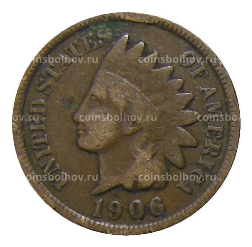 Монета 1 цент 1906 года США