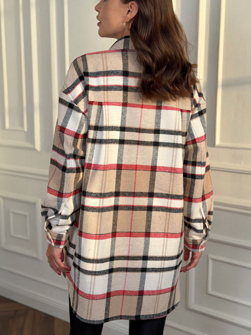 Рубашка DilanaVIP 2127 бежевая клетка