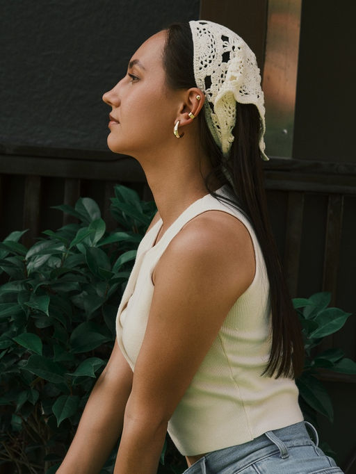 Серьги и кафф QF Тренд, набор 7 шт. цвет золото, коричневый  фото 5