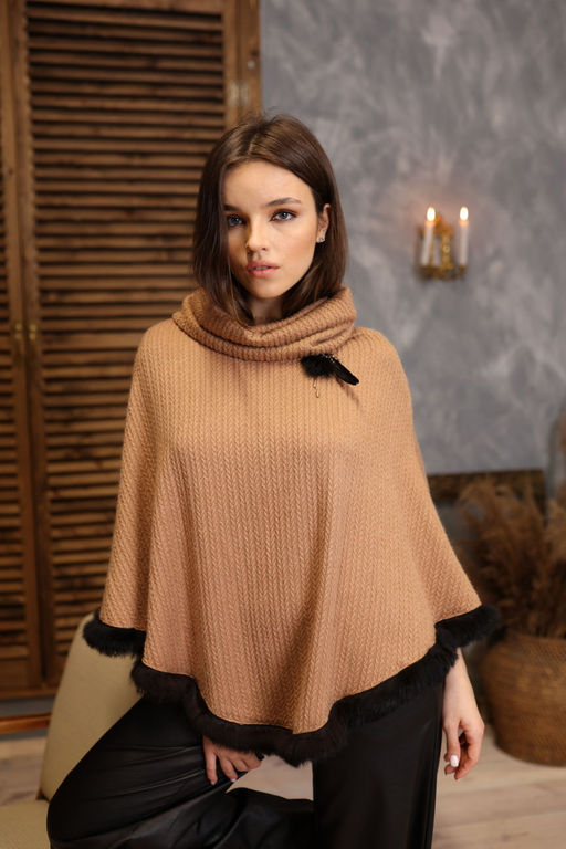 Пончо AMORI 6394 бежевый  фото 4