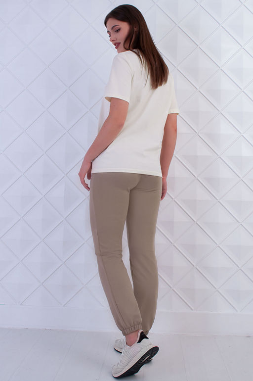 Арт. 21367 Костюм с брюками женский 42-50 (5 шт) Цвет:верх-молочный,низ-бежевый - Калинка фото 11