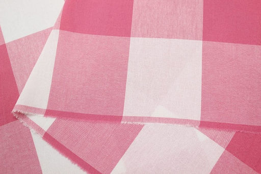 Вареный (стираный) хлопок Клетка (6.2*7.2см) цв.розовый коралл, ш.2.5м, хлопок-100%, 115гр/м.кв - Купава фото 5
