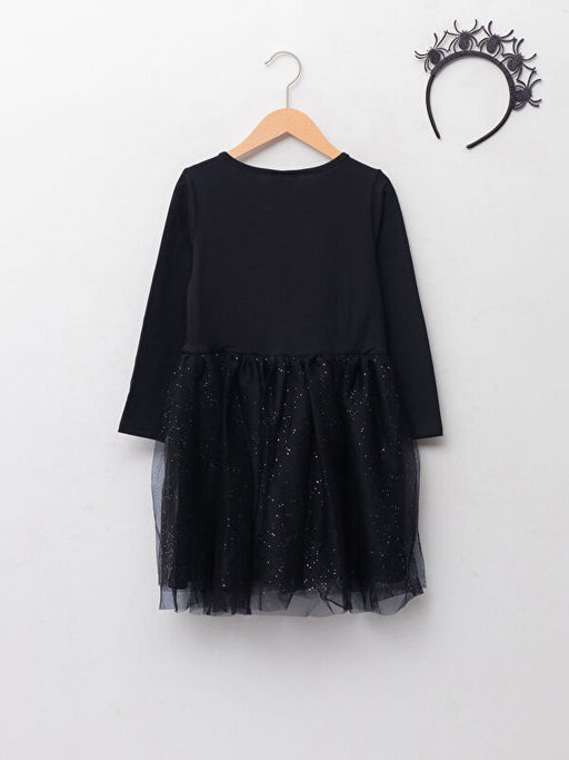 Bisiklet Yaka Bask?l? Uzun Kollu K?z ?ocuk Elbise ve Ta? - Waikiki фото 2