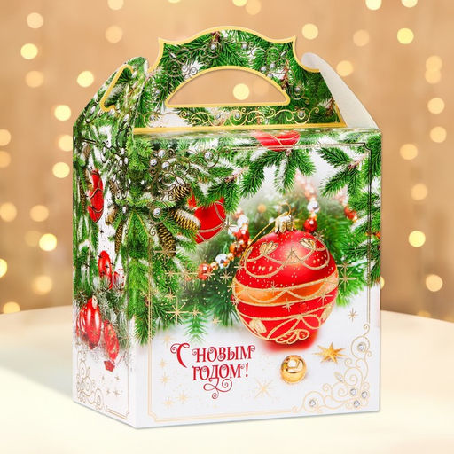 Коробка подарочная новогодняя Ларец Елочные игрушки, для сладких подарков, 18.2?11.5?26 см