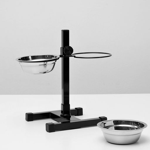 Подставка с мисками, 2 х 350 мл, высота 30 см, разборная, чёрная - Пижон фото 5
