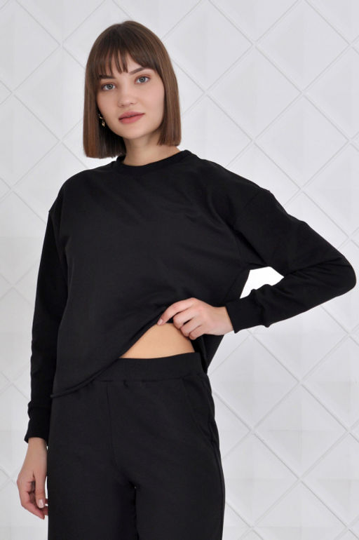 Арт. 2352 Костюм с брюками женский 42-50 (5 шт) Цвет:верх-черный,низ-черный - Калинка фото 5