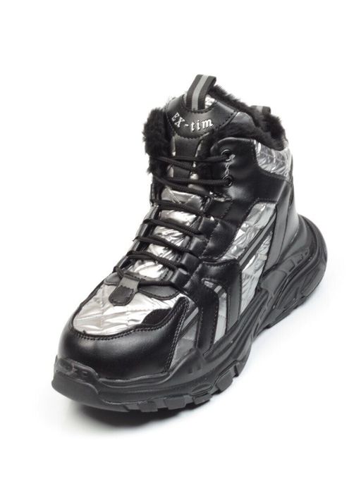 04-8525-4 BLACK Ботинки зимние женские (искусственные материалы) - Фабричный китай фото 2