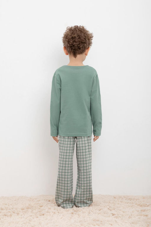 Crockid _ К 1600-1/весенний зеленый,бежевая клетка пижама дет  фото 5
