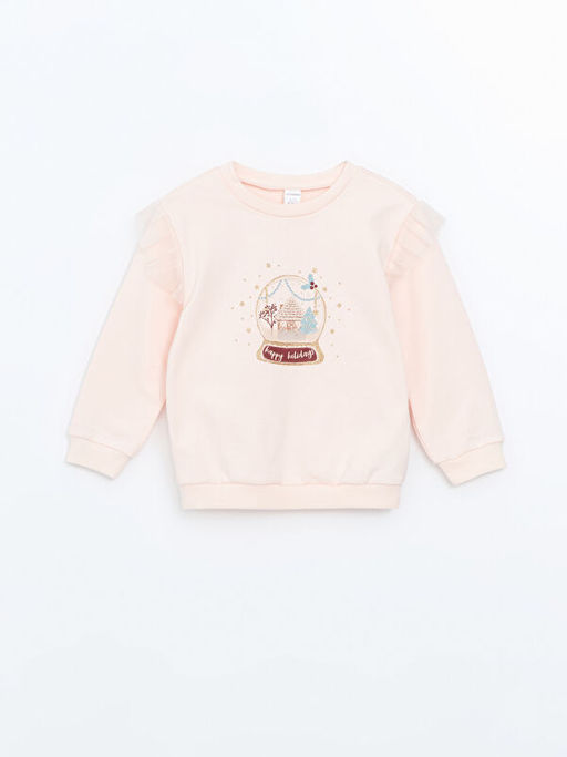 Bisiklet Yaka Uzun Kollu Bask?l? K?z Bebek Sweatshirt 2li - Waikiki фото 2