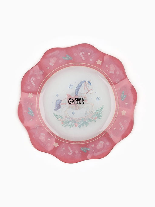 Тарелка плоская новогодняя Игрушки, d=23 см, стекло