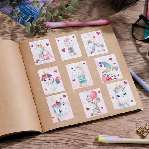 Цена за 10 шт. Наклейки бумажные Единороги, c раскраской на обороте, 11 15,5 см - Арт узор фото 5