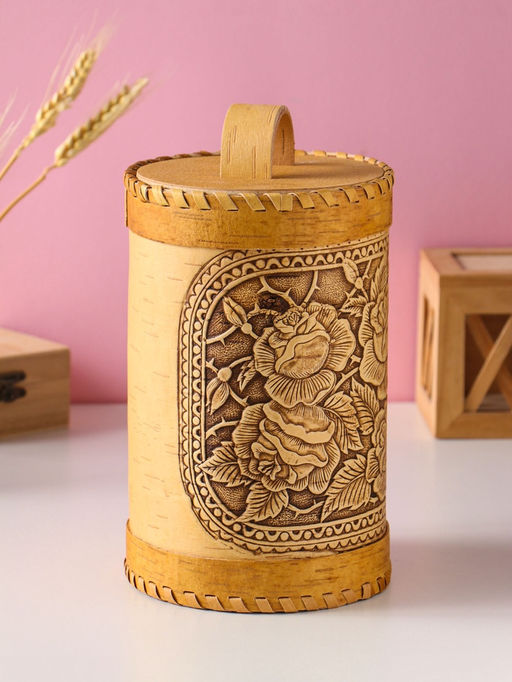 Туес «Розы», 12×17 см, банка для хранения, береста