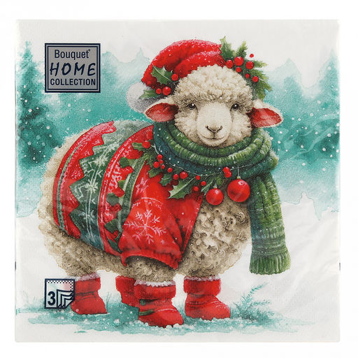 Салфетки бумажные "Bouquet Home Collection Classic" 33х33см, 3-х слойные, 20 штук в упаковке, 100% целлюлоза, "Модная овечка" (Россия)
