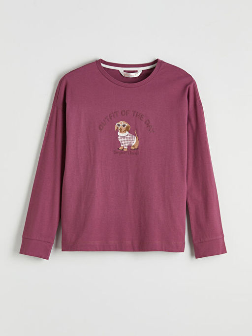 Bisiklet Yaka Bask?l? Kad?n Pijama Tak?m