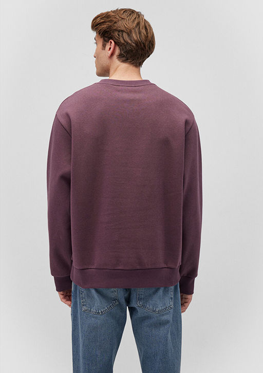 Kapusonlu Bordo Basic Sweatshirt - Mavi фото 4