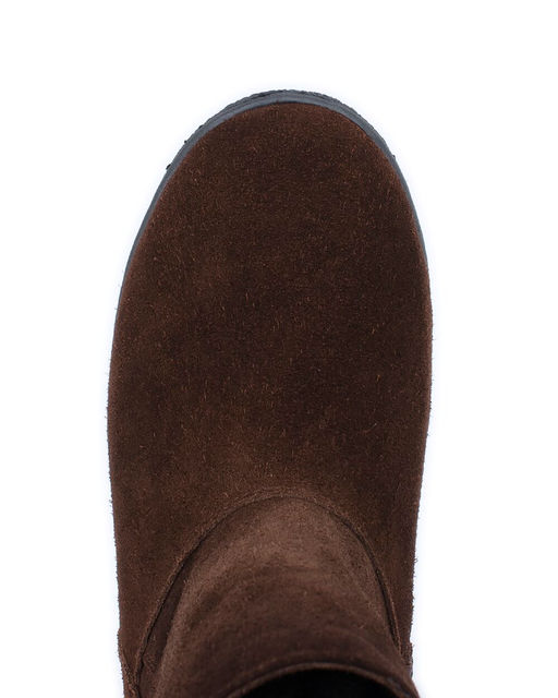 Полусапоги женские на литой подошве., Т.коричневые. Замша. Молния. Овчина