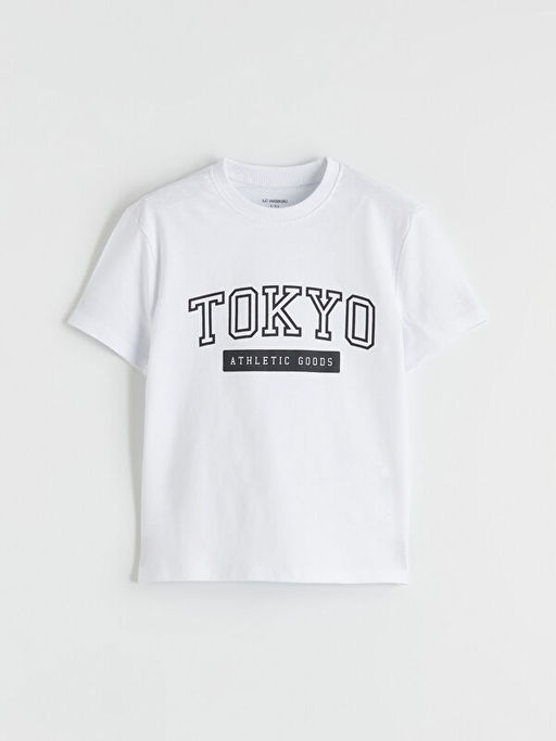 Bisiklet Yaka Tokyo Bask?l? Erkek ?ocuk Ti??rt