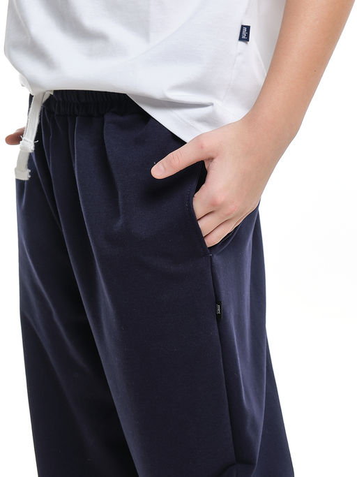 Спортивные брюки с карманами из футера 22-7486 синий - Mini maxi фото 4