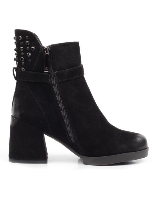 04-R164-1 BLACK Полусапоги женские (натуральная замша, натуральный мех) - Фабричный китай фото 9