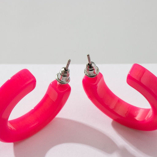 Серьги кольца акриловые QF «Дуга», d=3 см, розовые