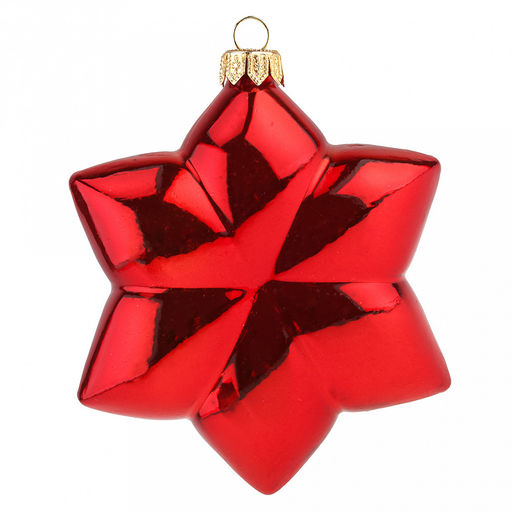 Елочная игрушка стеклянная Звезда 10х10х12см, зеркально-алый, в подарочной коробке (Россия) - Домашняя мода фото 2