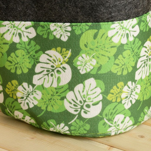 Органайзер для хранения с боковыми ручками, принт зеленые листья, серый, 28х28х26 см - Simaland фото 5