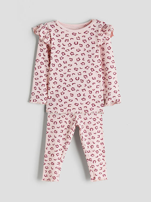 Bisiklet Yaka Bask?l? K?z Bebek Pijama Tak?m?