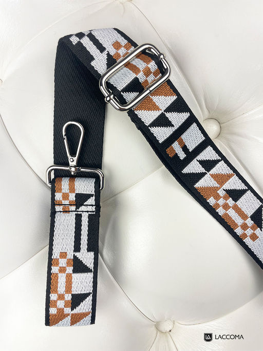 LACCOMA ремень 1000-22-3,8-треугольник-черн/белый/корич полиэстр