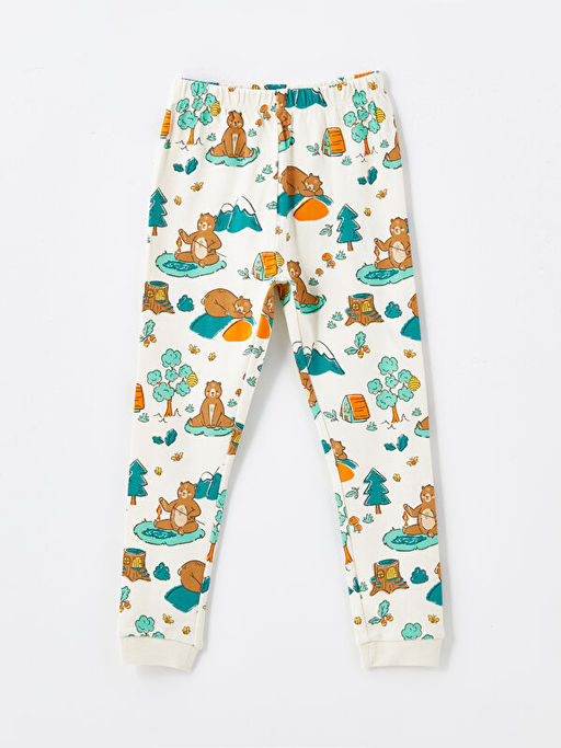 Beli Lastikli Bask?l? Erkek Bebek Pijama Alt