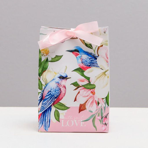 Пакет подарочный с лентой With love , 13 19 9 см - Дарите счастье фото 2