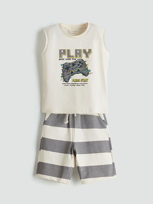 Bask?l? Erkek ?ocuk Atlet ve ?ort 2li