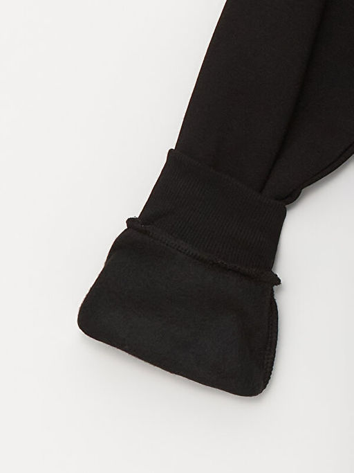 Kap??onlu Bask?l? Uzun Kollu K?z ?ocuk Elbise