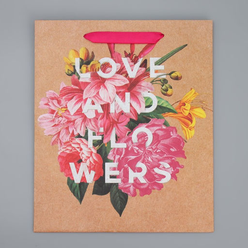 Пакет крафтовый вертикальный Love and flowers, 23 х 27 х 11,5 см - Дарите счастье фото 5