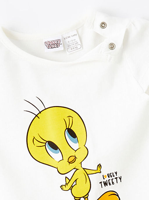 Bisiklet Yaka Tweety Bask?l? K?z ?ocuk Pijama Tak?m?