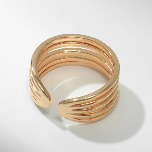 Кольцо металл Тренд три полосы, мини, цвет золото, безразмерное - Qf фото 3