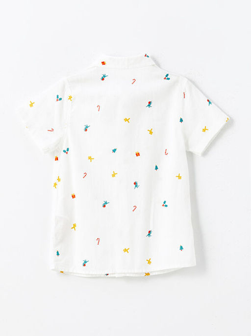 Uzun Kollu Bask?l? Erkek ?ocuk G?mlek