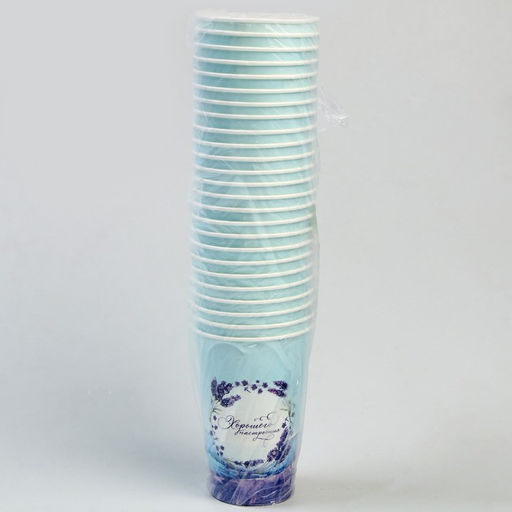 Цена за 30 шт. Стакан бумажный для кофе Лаванда, 400 мл - Страна карнавалия фото 3