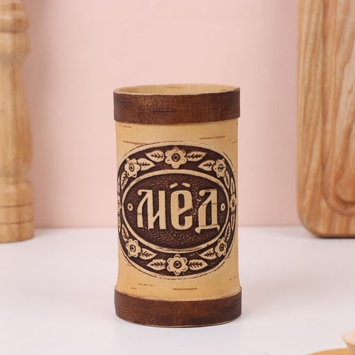 Туес «Мёд», 6×6×15 см, береста