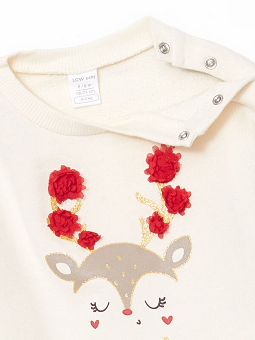 Bisiklet Yaka Bask?l? K?z Bebek Bluz