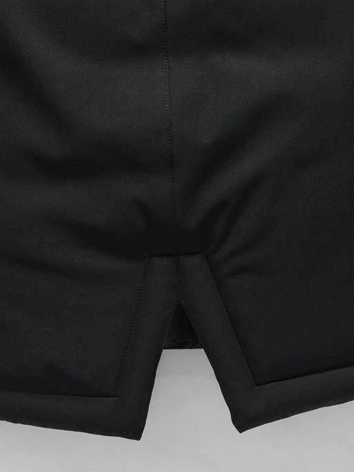 Парка зимняя подростковая для девочки с капюшоном и мехом черного цвета 9536Ch