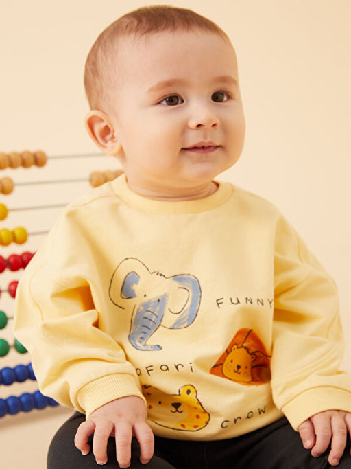 Bisiklet Yaka Erkek Bebek Sweatshirt ve E?ofman Alt 2li