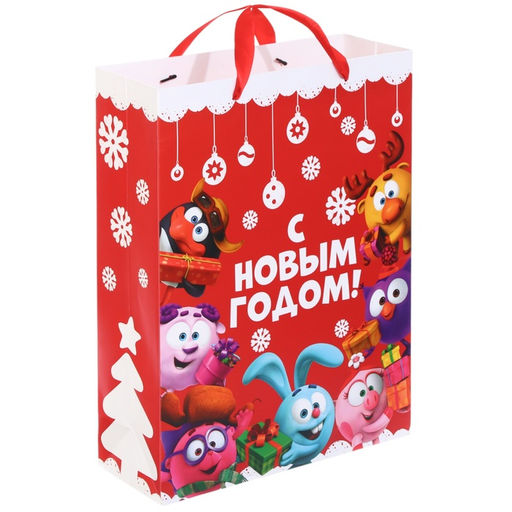 Пакет подарочный новогодний «С Новым годом!», 31×40×11.5 см, упаковка, Смешарики