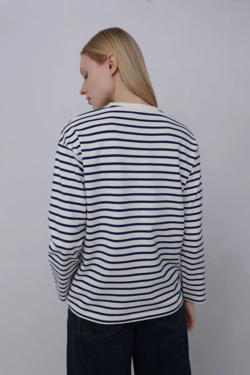 Черно-белый лонгслив в горизонтальную полоску - Incity фото 7