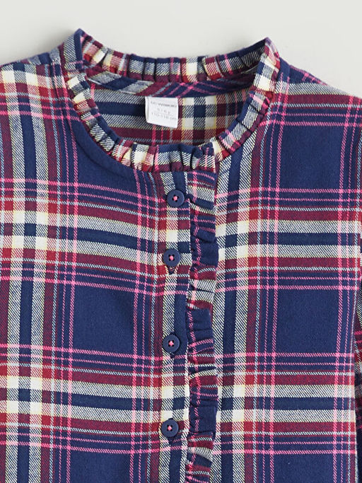 Bisiklet Yaka Ekose K?z ?ocuk Elbise