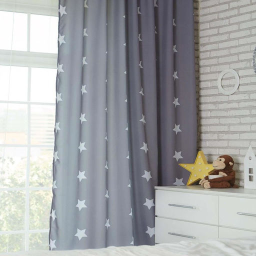Шторы портьерные «Этель» Grey stars, 145×260 см, 2 шт., габардин