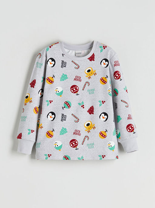 Bask?l? Erkek ?ocuk Pijama ?st